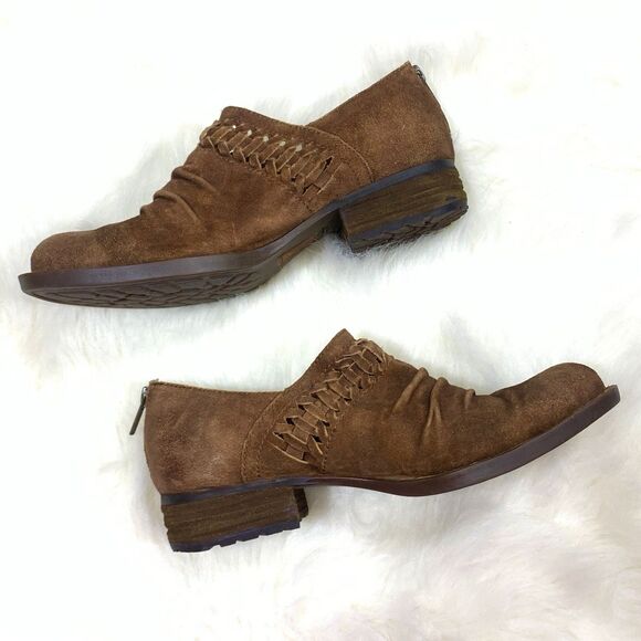 Born Brown Suede Leather Stacked Heel Ankle Booties Size 8M Womens - Picture 2 of 16